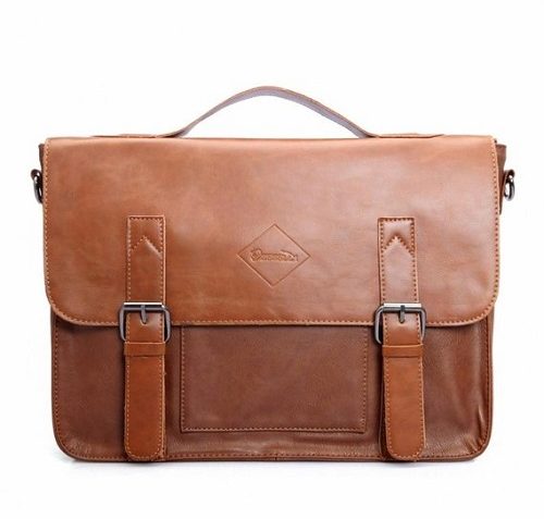 Zebella vintage leather briefcase light brown